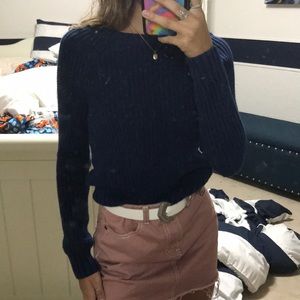 Navy blue heavy knit sweater